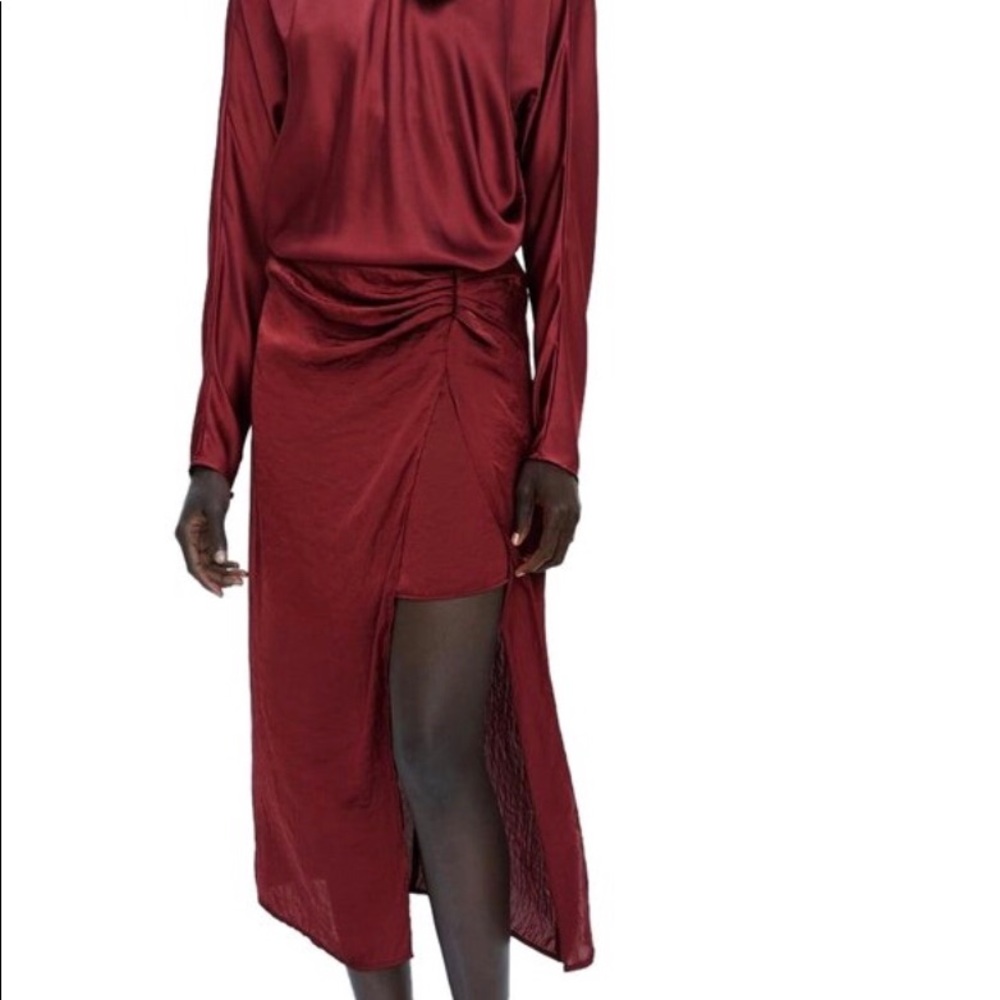 Zara Burgundy Sarong style Skirt
